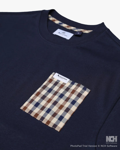 Aquascutum Active Club Check Pocket Plain T-Shirt Navy