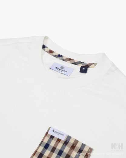 Aquascutum Active Club Check Pocket Plain T-Shirt White