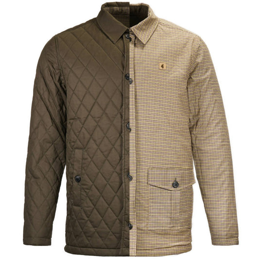 Gabicci Vintage Reversible Dogtooth Check Quilted Coat Spruce Green L