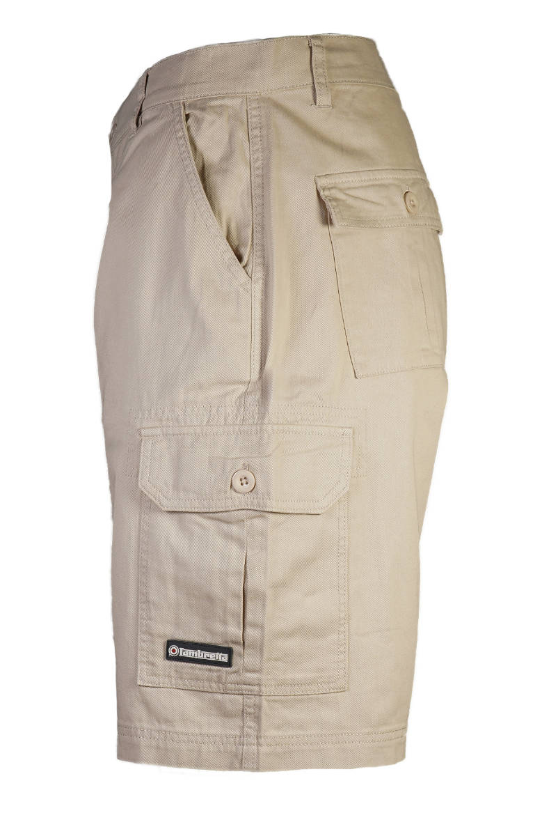 Lambretta Twill Cargo Shorts Stone