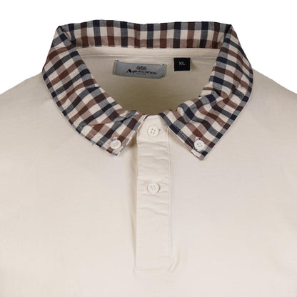 Aquascutum Active Club Check Collar Polo Shirt Ecru