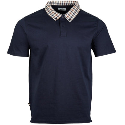Aquascutum Active Club Check Collar Polo Shirt Navy