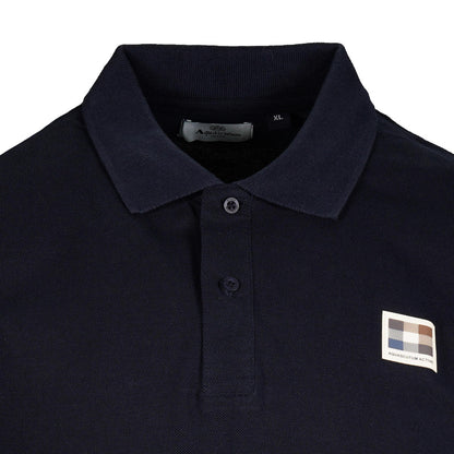 Aquascutum Active Club Check Patch Polo Shirt Navy