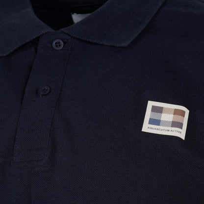 Aquascutum Active Club Check Patch Polo Shirt Navy