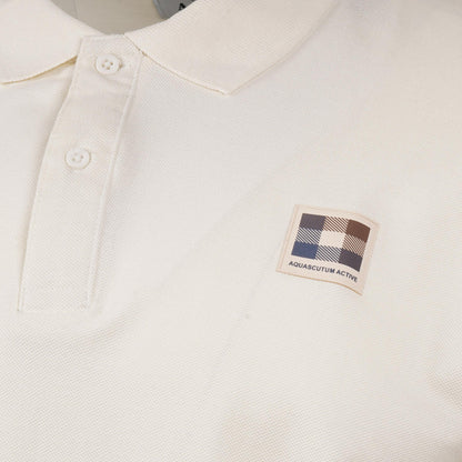 Aquascutum Active Club Check Patch Polo Shirt Ecru