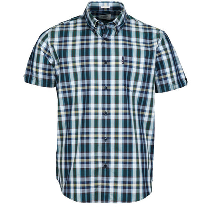 Ben Sherman Short Sleeve Irregular Check Shirt Dark Green
