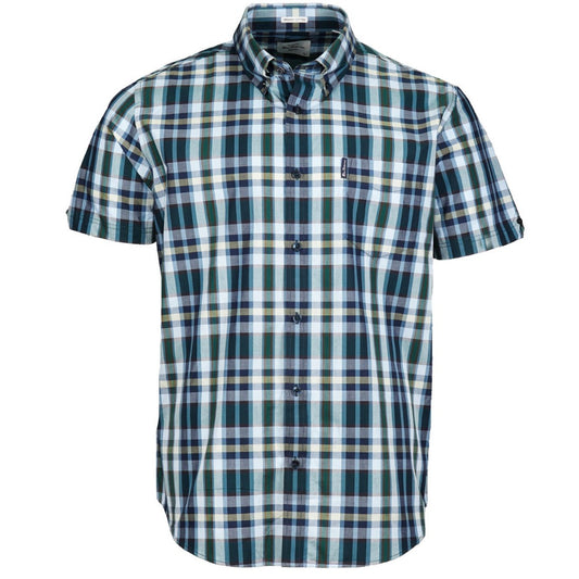 Ben Sherman Short Sleeve Irregular Check Shirt Dark Green