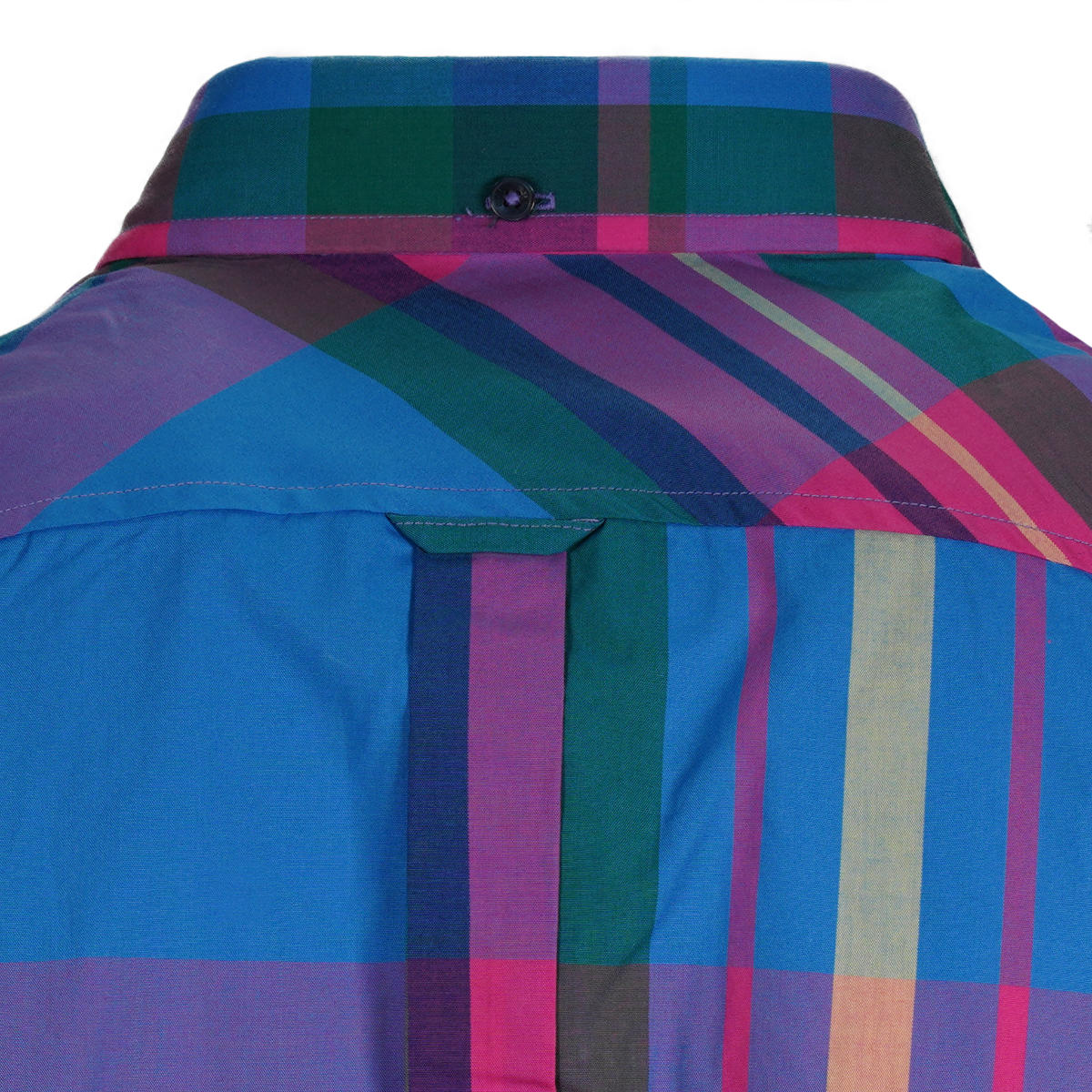 Ben Sherman Short Sleeve Large Madras Check Bright Blue