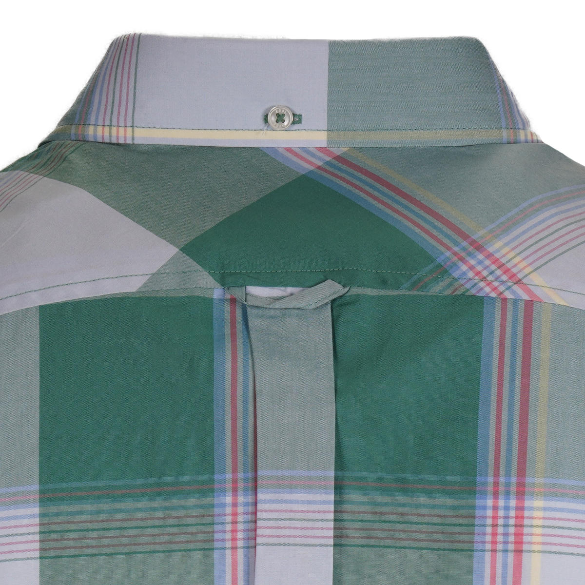 Ben Sherman Short Sleeve Large Overcheck Shirt Green