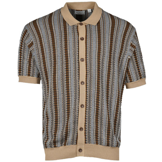 Ben Sherman Texture Fine Knit Button Cardigan Navy And Tan