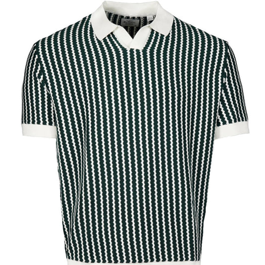 Ben Sherman Vertical Wave Retro Collar Fine Gauge Polo Green