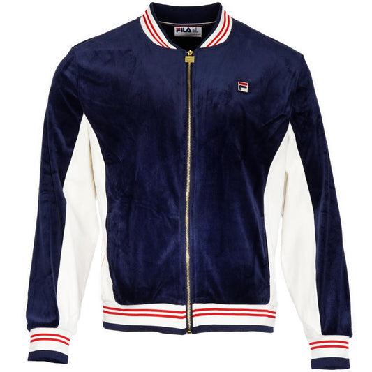 Fila Miguel Baseball Track Top Jacket Velour Navy