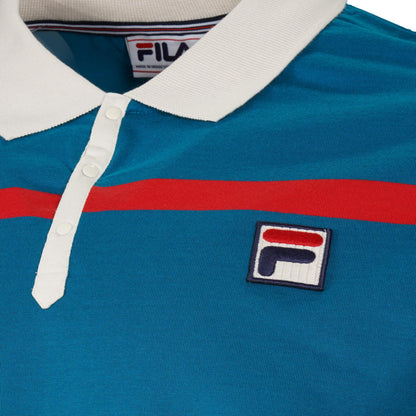 Fila Clarkson Yarn Dyed Stripe Polo Shirt Teal