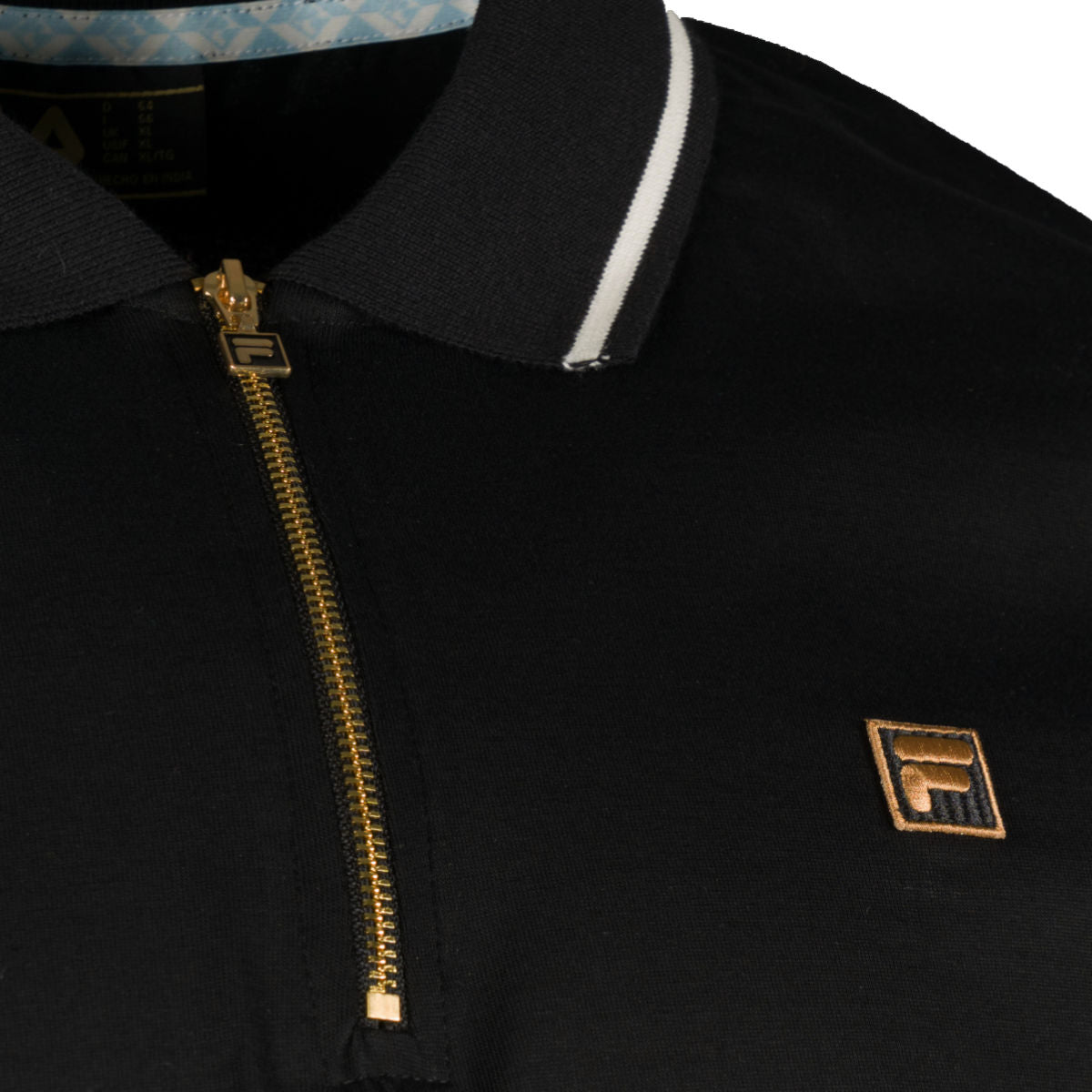 Fila Lemar Zip Neck Jersey Tipped Polo Shirt Black