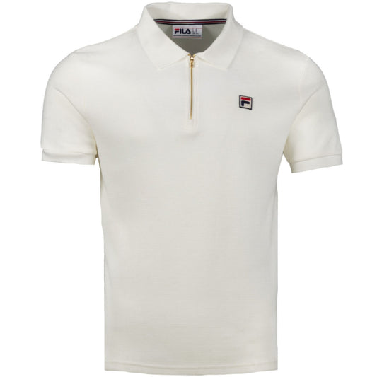 Fila Kason Zip Neck Towelling Rib Polo Ecru