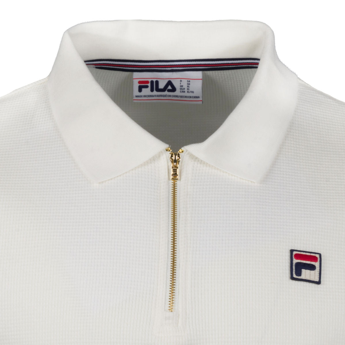 Fila Benjamin Zip Neck Waffle Jersey Polo Ecru