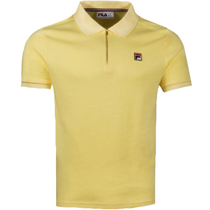 Fila Benjamin Zip Neck Waffle Jersey Polo Lemon