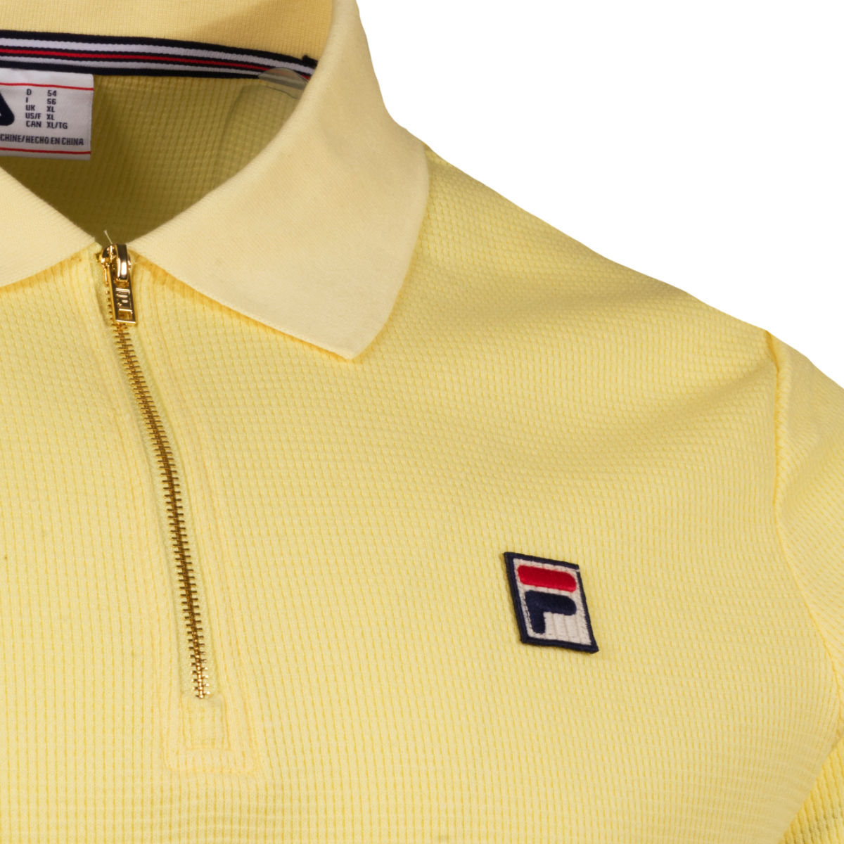 Fila Benjamin Zip Neck Waffle Jersey Polo Lemon
