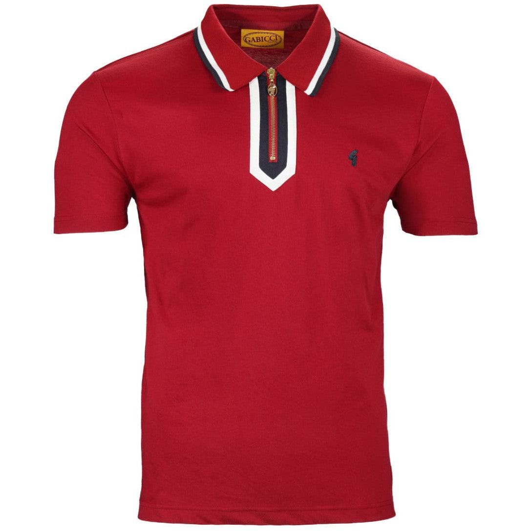 Gabicci Vintage Archives Zip Neck Jersey Polo Deep Red