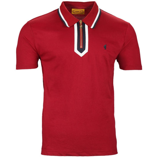 Gabicci Vintage Archives Zip Neck Jersey Polo Deep Red