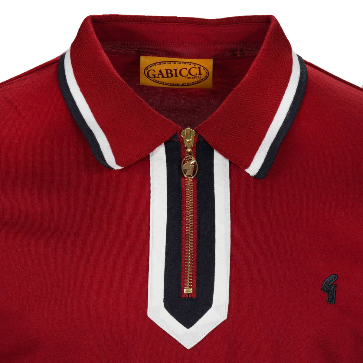 Gabicci Vintage Archives Zip Neck Jersey Polo Deep Red