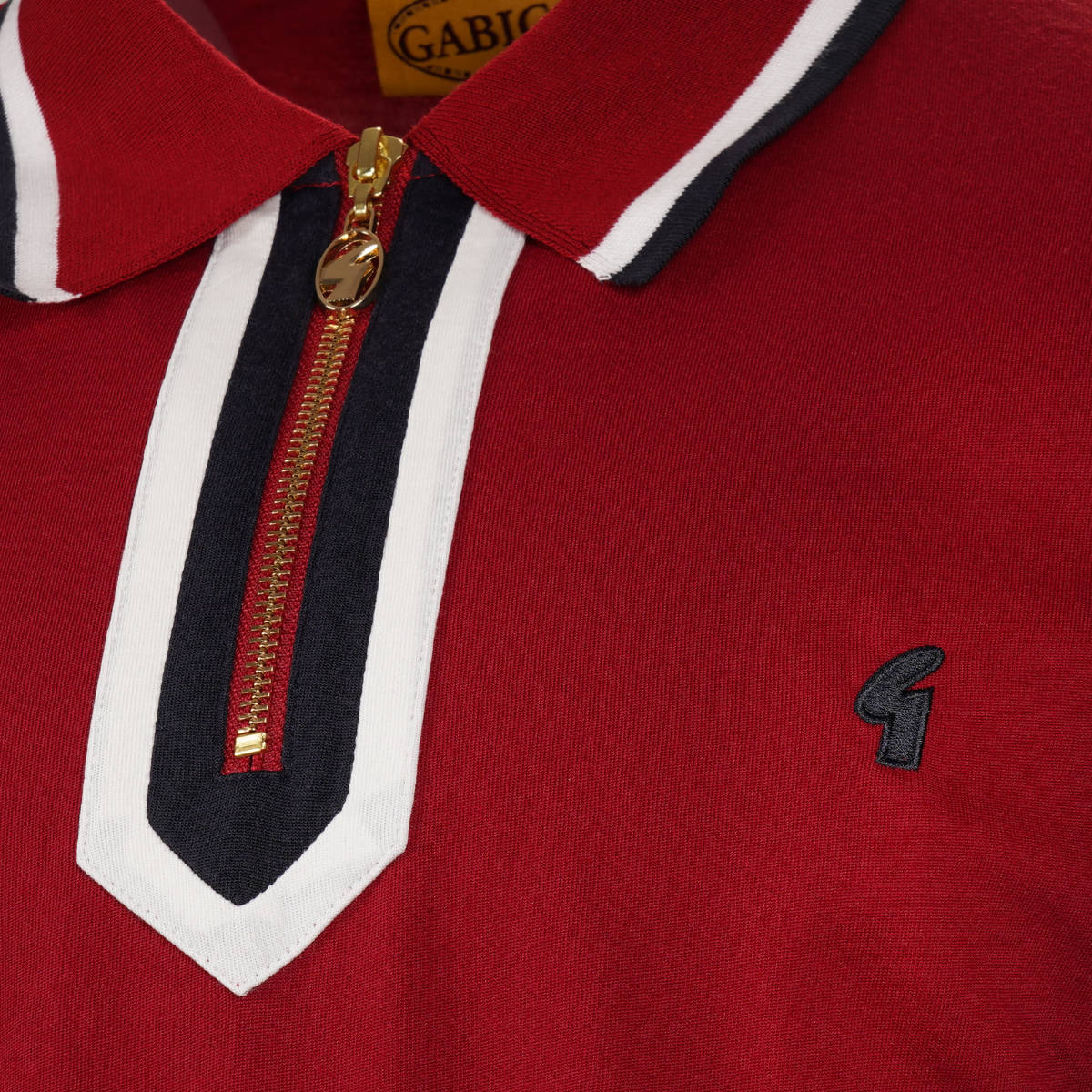 Gabicci Vintage Archives Zip Neck Jersey Polo Deep Red