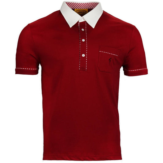 Gabicci Vintage Archives Contrast Collar Jersey Polo Deep Red