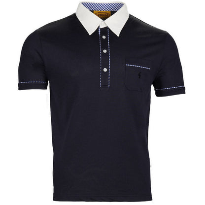 Gabicci Vintage Archives Contrast Collar Jersey Polo Navy