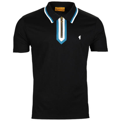 Gabicci Vintage Archives Zip Neck Jersey Polo Black