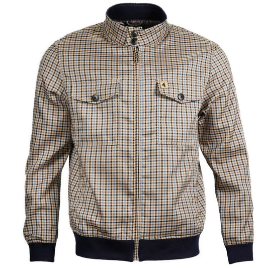 Gabicci Vintage Gun Club Breast Pocket Harrington Jacket Beige