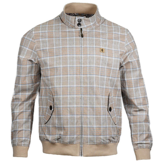 Gabicci Vintage Prince Of Wales Check Harrington Jacket Beige