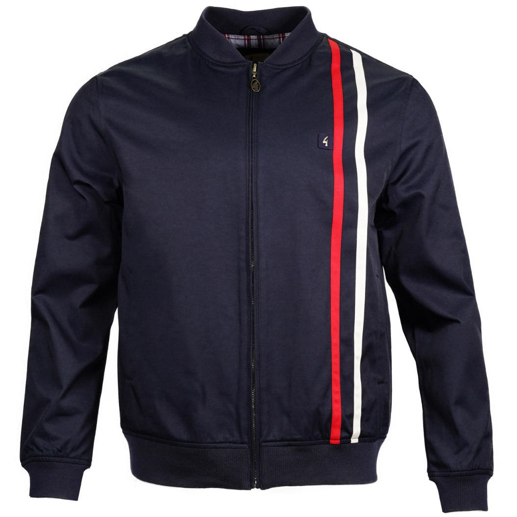 Gabicci Vintage Racing Stripe Monkey Jacket Navy