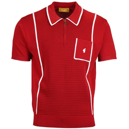 Gabicci Vintage Archive Fine Gauge Pocket And Zip Neck Polo Dark Red