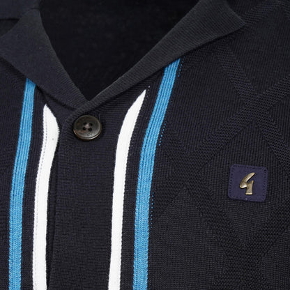 Gabicci Vintage Fine Gauge Revere Collar Cardigan Navy
