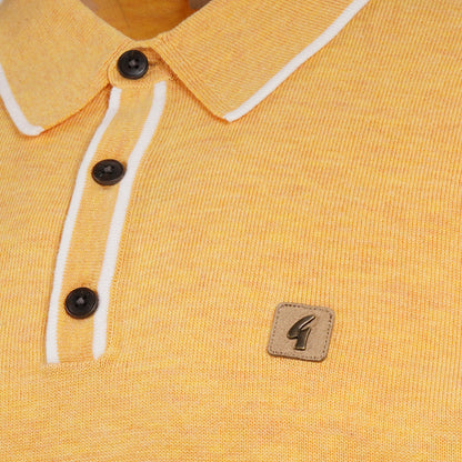 Gabicci Vintage Fine Gauge Knit Tipped Polo Yellow