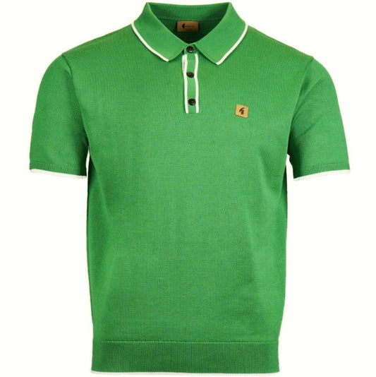 Gabicci Vintage Fine Gauge Knit Tipped Polo Cedar