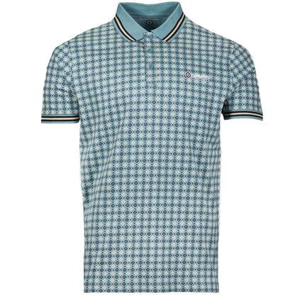 Lambretta AOP Geometric Polo Shirt Blue