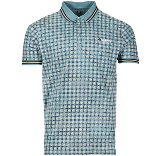 Lambretta AOP Geometric Polo Shirt Blue