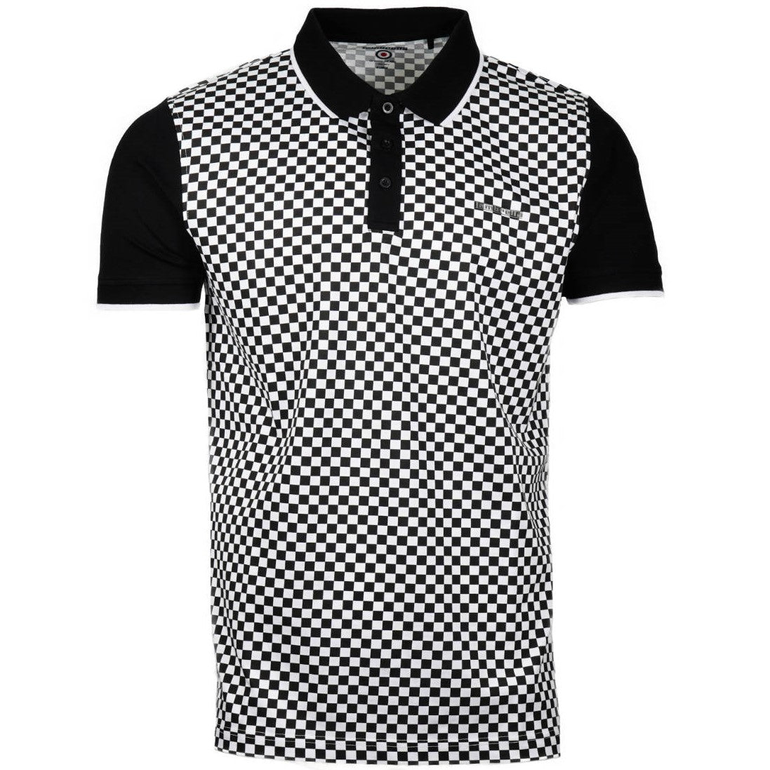 Lambretta 3 Button Checker Polo Shirt Black
