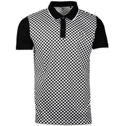 Lambretta 3 Button Checker Polo Shirt Black