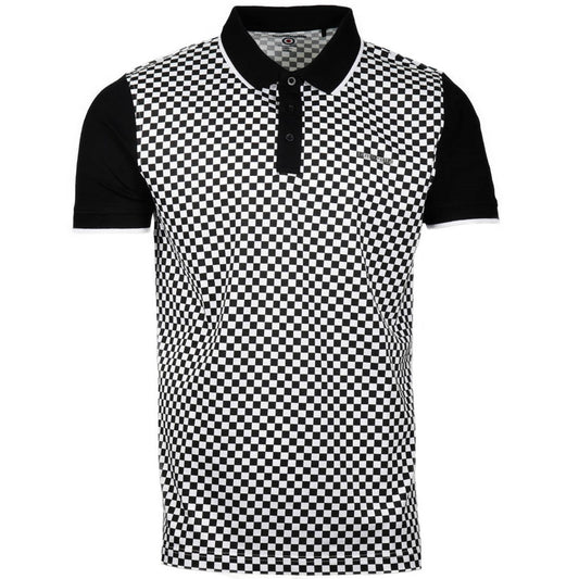Lambretta 3 Button Checker Polo Shirt Black