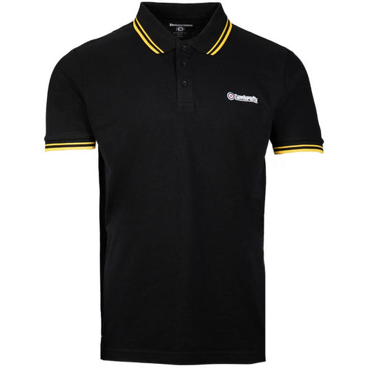 Lambretta Target Logo 3 Button Twin-Tipped Pique Polo Shirt Black / Gold
