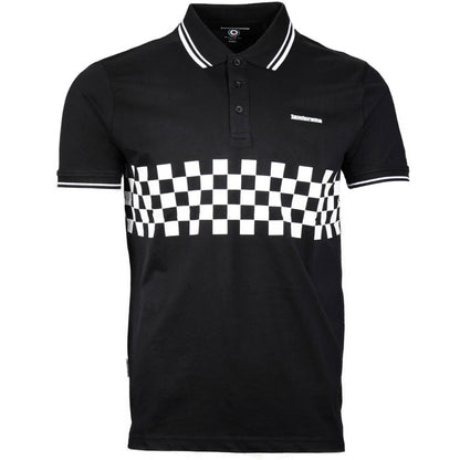 Lambretta 3 Button Checker Band Polo Shirt Black