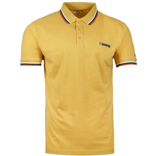 Lambretta Target Logo 3 Button Tri-Tipped Pique Polo Shirt Gold