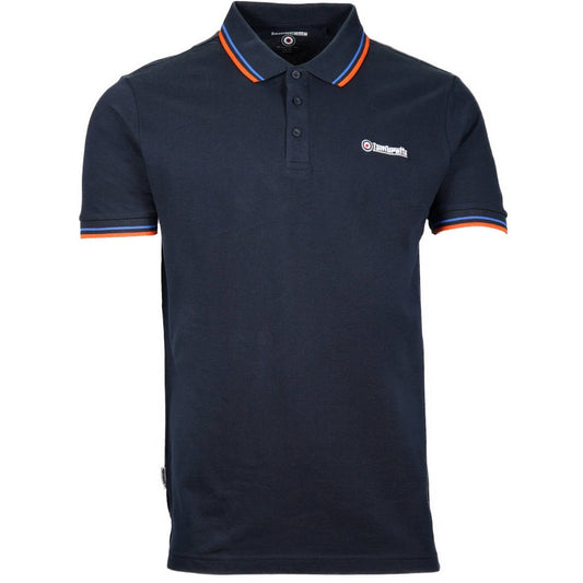 Lambretta Target Logo 3 Button Twin-Tipped Pique Polo Shirt Navy / Royal / Orange
