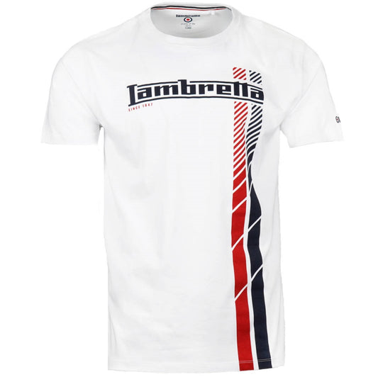 Lambretta Racing Stripes Print T-Shirt White