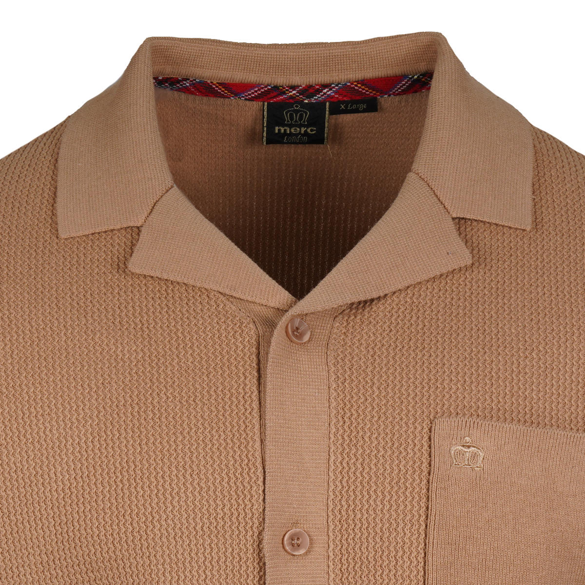 Merc London Fine Gauge Knit Revere Collar Cardigan Tan