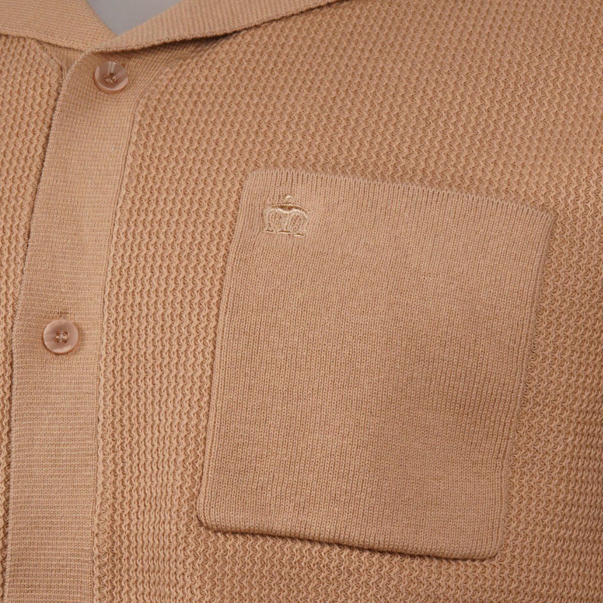 Merc London Fine Gauge Knit Revere Collar Cardigan Tan