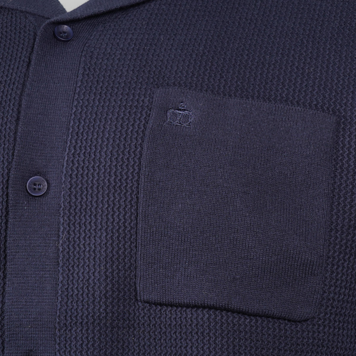 Merc London Fine Gauge Knit Revere Collar Cardigan Navy