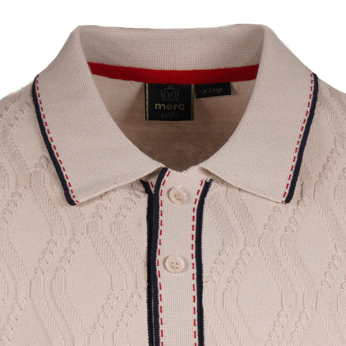 Merc London Fine Gauge Wave Knit Button Cardigan Cream